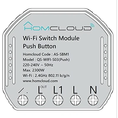 Immagine di Homcloud SBM1 Modulo Smart Pulsante Intelligente Wi Fi da incasso per scatola elettrica 503, controllo remoto APP, Alexa o Google