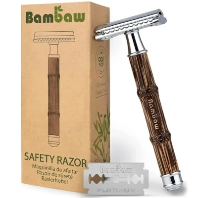 Immagine di rasoio uomo per rasatura Barba metallo sicurezza corpo monolama taglio Sottile Argento Bambaw