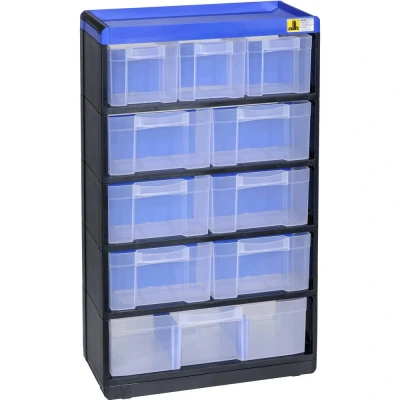 Immagine di Allit 464640 Cassettiera porta minuteria VarioPlus Pro 53/21 (L x A P) 300 525 135 mm Nero, Blu 1 pz.