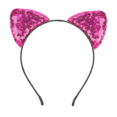 Immagine di Fasce con Paillettes Orecchie di Gatto,Cerchietto Gatto,Fasce per Glitter Cerchi in Metallo,per Donne Ragazze Vita Quotidiana e Decorazione Feste(05)