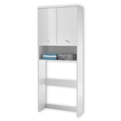 Immagine di Stella Trading Mobile Alto Stile Pool, Colore Bianco, Moderno Armadio da Bagno con Molto Spazio, Legno ingegnerizzato, Waschmaschinenschrank