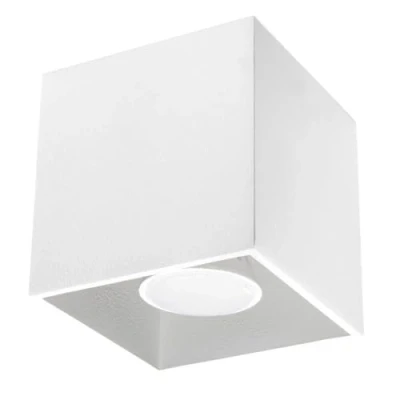 Immagine di Sollux Lighting Quad 1 Lampada da soffitto Design moderno con paralume rettangolare In alluminio lampadina GU10 sostituibile, x 40 W Bianco, 10 cm