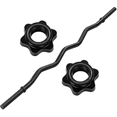 Immagine di MOVIT Bilanciere Curvo 30mm, Lunghezza 120 cm (7kg) /130 (8 kg), Cromato o Nero, Chiusura a Vite Clip Molla Barra Curva Ez, Curl Bar, Sollevamento, Pesi, Tricipiti, Barbell, Palestra