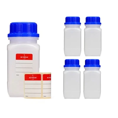 Immagine di 5 bottiglie a collo largo da 350 ml con tappo vite, di calorie chimiche, laboratorio coperchio come contenitore per laboratorio, cucina o hobby