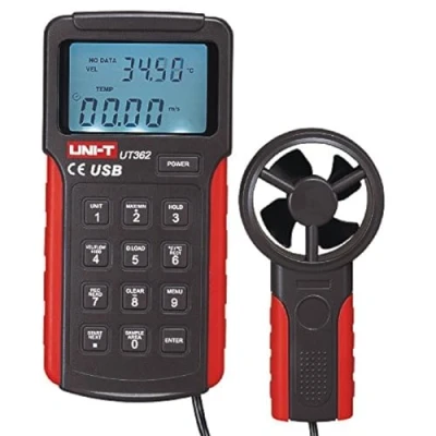 Immagine di Uni Trend UT362 Anemometro tascabile,/di mano, grigio, rosso, 2 30 m/s, 0 40 C, F, C)