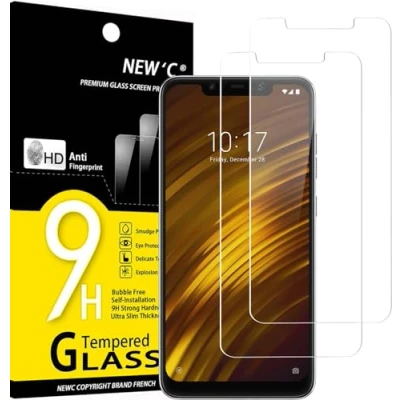 Immagine di NEW&#039;C 2 Pezzi, Vetro Temperato per Xiaomi Pocophone F1, Pellicola Prottetiva Anti Graffio, Impronte, Senza Bolle, Durezza 9H, 0,33mm Ultra Trasparente, Resistente