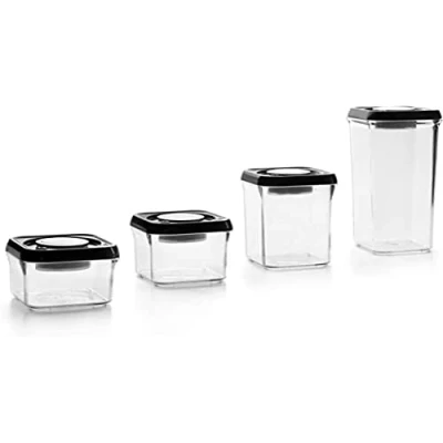 Immagine di IBILI 788619 Contenant Alimentaire Sous Vide Empilable 1950 ml ENVASE DE VACIO APILABLE CUADRADO 1950, Stainless Steel, Argento/Nero/Trasparente