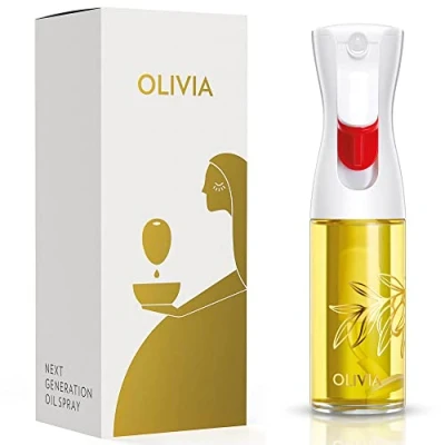 Immagine di FLAIROSOL OLIVIA 130ml Spruzzatore di Olio in Vetro Tecnologia a Spruzzo Continuo con Controllo delle Porzioni Versatile per Cucinare, Insalate, Barbecue, Cotture al Forno, ecc. (Foglie Dorate)