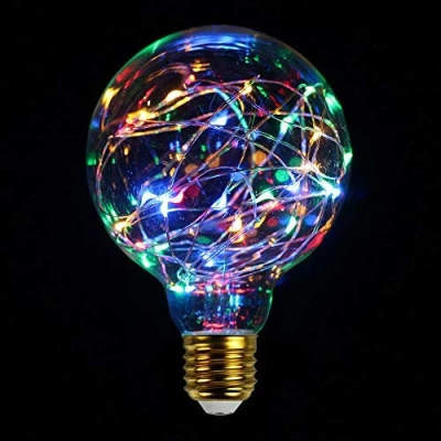 Immagine di Tianfan Lampadine a LED al neon, 4 colori, 50 LED, filo d&#039;argento, 1 W E27 (G95)