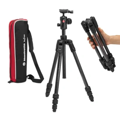 Immagine di Manfrotto Befree Advanced AS, Camera Tripod, Twist Lock, Compatible with Arca Swiss, Portable, Compact Travel Tripod Kit, Ball Head, Carbon for DSLR, Mirrorless Cameras, Accessories