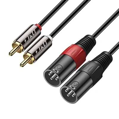 Immagine di J&amp;D 2 RCA a XLR Cavo, Unbalanced Dual 2x Maschio Cavo di Interconnessione per Altoparlante, Amplificatori, Sistemi Audio Stereo HiFi, 0,9 Meter