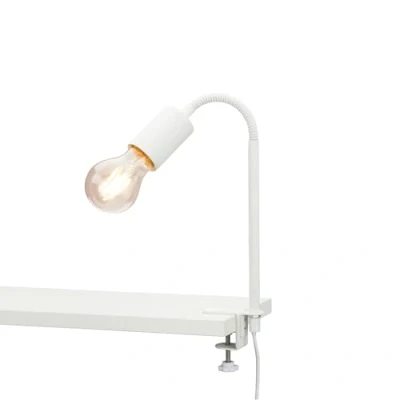Immagine di Briloner lampada da scrivania, a morsetto retrò, lettura, braccio flessibile, interruttore cavo, 1x E27, max. 10 Watt, bianco, 2600 016