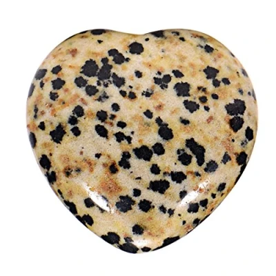 Immagine di Morella Portafortuna a forma di cuore gemma pietre preziose Diaspro dalmata 3 cm in un sacchetto velluto