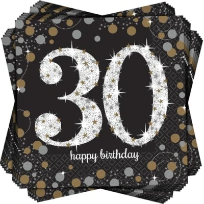 Immagine di Amscan, 511544 Tovaglioli per il 30 compleanno, 33 cm