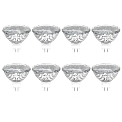 Immagine di Bonlux MR16 GU5.3 Lampada alogena 20W Dimmerabile 12V attacco bi pin, faretto GU5.3, angolo di emissione 30 gradi MR16, bianco caldo 2800K, confezione da 8