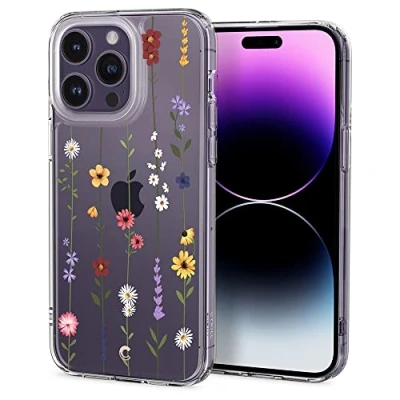 Immagine di CYRILL di Spigen Cecile Cover Compatibile con iPhone 14 Pro Max 6.7&quot; (2022) Fiori Trasparente TPU Bumper Custodia Giardino Floreale