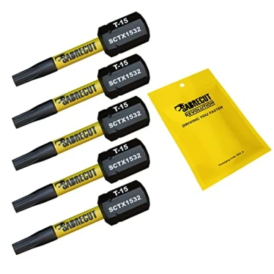 Immagine di 5 x SabreCut SCTX1532_5 32 mm T15 TX15 Set di punte per cacciavite a impatto magnetico Torx Heavy Duty compatibile con Dewalt Milwaukee Bosch Makita e altro