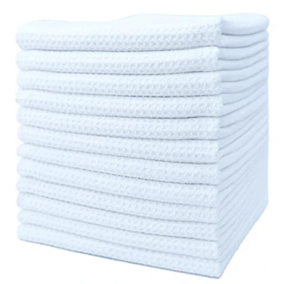 Immagine di Polyte panno in microfibra premium a nido d&#039;ape per pulizia cucina e piatti bianco 40 x 71 cm 12 pezzi