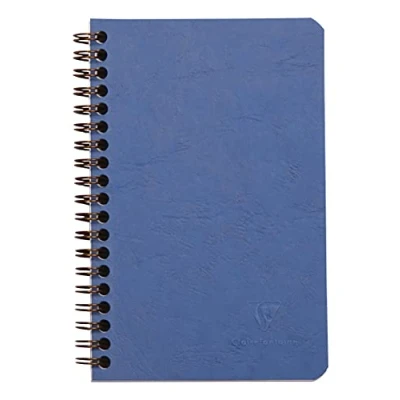 Immagine di Clairefontaine 786164C collezione Age Bag Taccuino con tasche blu 11x17 cm 120 pagine staccabili a righe+3 Divisori organizza tutto Copertina in carta Lustrée grana grossa effetto cuoio