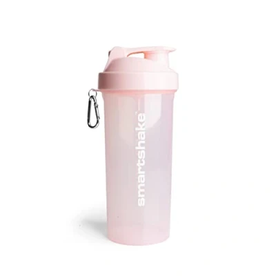 Immagine di Smartshake Lite Bottiglia shaker per proteine da 1000 ml, a prova di perdite, scuotere proteine, in polipropilene trasparente, senza BPA e DEHP, uomini donne, cotone, rosa