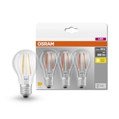 Immagine di Osram Led retrofit classic a 60 7w/827 220 240v fil e27 box of 3 pcs 4058075819290