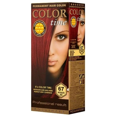 Immagine di COLOR TIME Tinta Permanente in Gel Colore Rosso Intenso 67 Arricchita con Gelatina Reale e Vitamina C Colorazione per Capelli Copre i Bianchi 100 ML