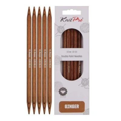 Immagine di KnitPro Ginger Double Pointed Needles 12.5cm x 6.5mm Ended Knitting Pins, Set of 5