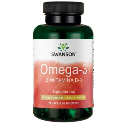 Immagine di Swanson Omega 3 Olio di pesce e vitamina D, gusto limone, 60 capsule in gel