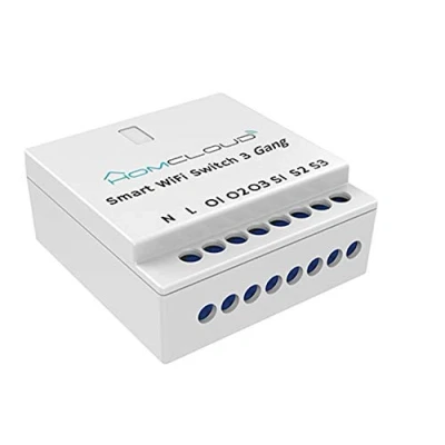 Immagine di Homcloud SM3 Interruttore Wi Fi intelligente 3 canali da incasso, comandabile Smartphone e Vocalmente, controllo APP, Alexa o Google