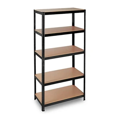 Immagine di Relaxdays 2x Scaffale in Metallo, Capacità fino a 875 kg, 5 Ripiani ad Incastro Cantina Acciaio, MDF, HLP 180x90x45cm, Nero