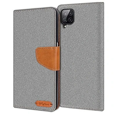 Immagine di Verco Samsung A12 Custodia per Cellulare, Caso Tessuto Galaxy Cover Tessilo Portafoglio Case, Grigio