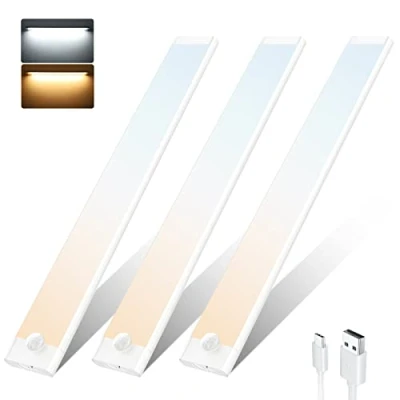 Immagine di LED Sottopensile Cucina, 72 2000mAh USB C Ricaricabile Magnetica Dimmerabile Luce Notturna, 3 Modalità 2 Temperature di Colori Armadio con Sensore Movimento per Scale, Corridoi