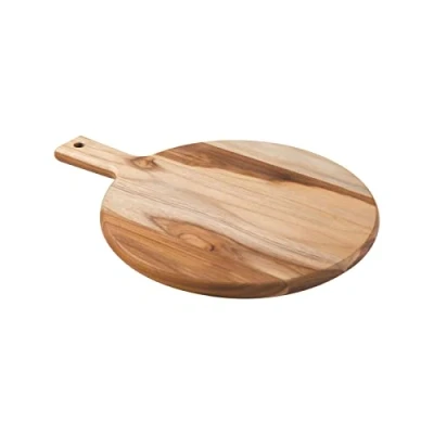 Immagine di Tramontina tagliere rotondo in legno di teak, rustico, 40 x 30 1,8 cm o vassoio formaggio/salumi/pane, per preparare/affettare/antipasto/pane/taglio/servire