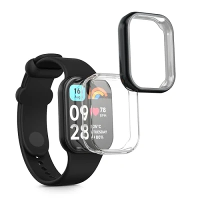 Immagine di kwmobile Set 2X Custodia Smartwatch Compatibile con Xiaomi Mi Band 8 PRO Cover Case Silicone Protezione Orologio Fitness Trasparente/Nero