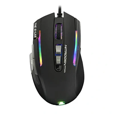 Immagine di THE G LAB Kult NITROGEN Atom Mouse Gaming ad Altissima Precisione Sensori Ottici 4800 DPI, RGB, 9 Pulsanti Programmabili, Ultra Leggero, Ideale per MOBA/FPS Compatibile con PC/PS4/Xbox One Nero.
