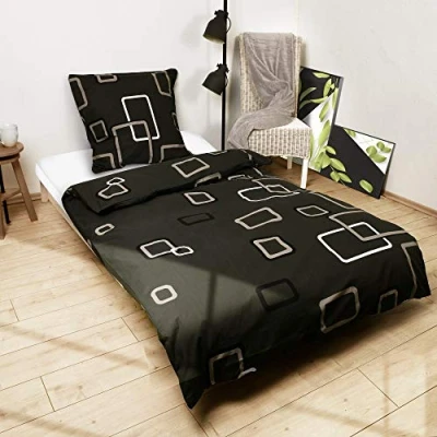 Immagine di Beautissu Set di 1 Copripiumino 155x220 Noa Federa Cuscino 80x80 Biancheria da Letto Singolo, in 100% Cotone, Dotato Cerniera