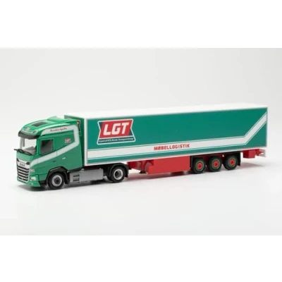 Immagine di Herpa modello di camion DAF XG Koffer Sattelzug &quot;LGT Logistics AS&quot; (Dänemark/Horsens), in scala 1:87, pezzo da collezione, tedesco, statuetta plastica