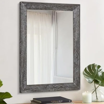 Immagine di AAZZKANG specchio da parete 50 x 40 cm con cornice in legno rettangolare rustico decorativo casa colonica camera letto bagno appeso decorazione
