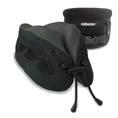 Immagine di Cabeau Evolution Cool Cuscino da viaggio in memory foam, con circolazione d&#039;aria, per testa e collo, colore: nero