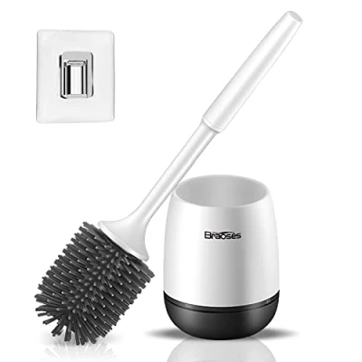 Immagine di Braoses Scopino, Scopino in Silicone Bagno con Porta ad Asciugatura Rapida (Bianco e Nero)