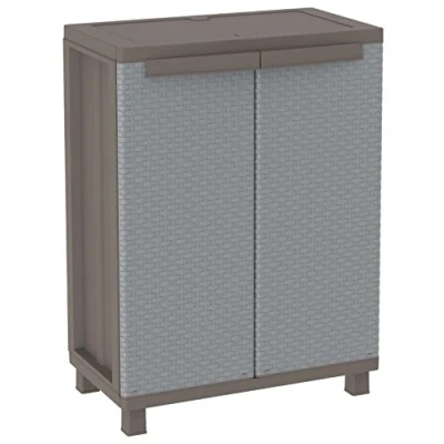 Immagine di Terry, Jrattan 68 , Armadietto da interno Esterno a 2 Ante Effetto Rattan, 1 Ripiano Regolabile. Materiale: Plastica, Dimensioni: 68X37,5X91,5 cm