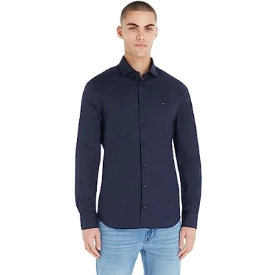 Immagine di Tommy Hilfiger CORE FLEX Poplin Camicia elegante navy, Uomo, Taglia: 45, Navy