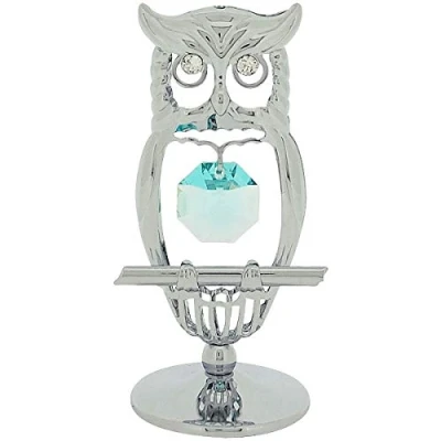 Immagine di Crystocraft Ornamento regalo cromato Gufo con elementi in cristallo Swarvoski