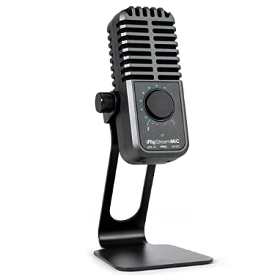 Immagine di IK Multimedia iRig Stream Mic Pro verticale Microfono da studio Tipo di trasmissione (dettaglio):Cablato incl. stativo, cavo