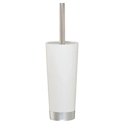 Immagine di Sealskin Glossy Scopino e Portascopino da WC Set, Poliresina, Argento, 33,6 x 9,5 cm
