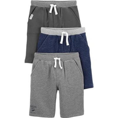 Immagine di Simple Joys by Carter&#039;s Multi Pack Knit Shorts Pantaloncini, Blu Marino Puntinato/Carbone Puntinato/Grigio, 3 6 Mesi (Pacco da 3) Bimbo