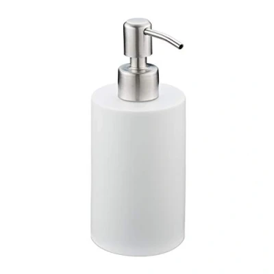 Immagine di Relaxdays Dispenser di Sapone Manuale, 180ml, Portasapone Ricaricabile, Accessorio Bagno e Cucina, Poliresina, Bianco