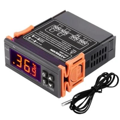 Immagine di Aideepen STC 1000 Regolatore di temperatura DC 12V 10 A, termostato digitale multiuso, calibrazione della con sensore NTC, per fermentatori, congelatori, riscaldamento e raffreddamento