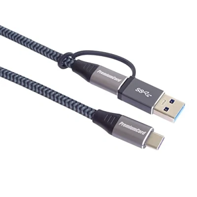 Immagine di PremiumCord Cavo di Collegamento USB C 3.2 Gen 2x2, Dati Superspeed ​​Fino a 20 Gbit/s, Potenza 100 W, 5 A, Supporta PD 3.0 / QC 4.0, Generation 2x2 Type + Nero, 2m