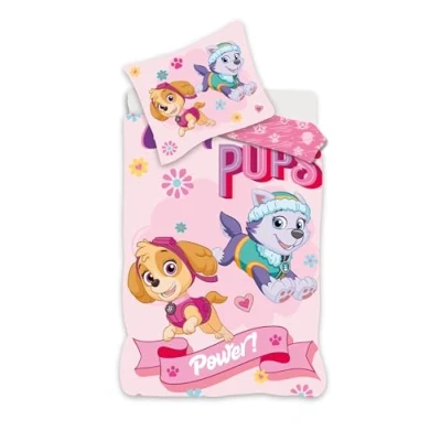Immagine di Paw Patrol Parure da letto per piccolo, copripiumino reversibile 100 x 135 cm + federa 40 60 cm, 100% cotone, con stella e Everest (rosa)